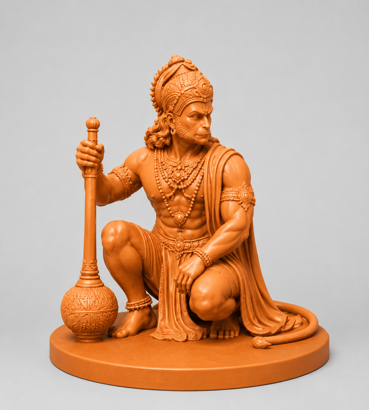 Hanuman Ji Holding Gada Sitting Pose 3D Model (5 Inch)